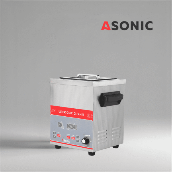 ASONIC IND-30 bagno a ultrasuoni compatto con serbatoio in acciaio inox, costruito per laboratori e cliniche dentali.