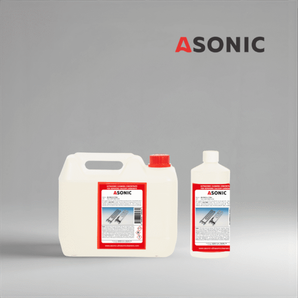 ASONIC AS-CALC detergente in taniche da 1L, 5L e 25L per la rimozione del calcare e dei depositi minerali.