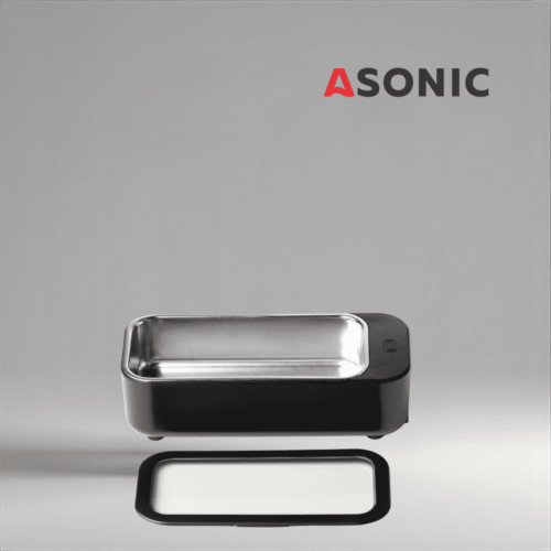ASONIC HOME-450black pulitore a ultrasuoni, design nero moderno per una pulizia domestica precisa di piccoli oggetti di valore.