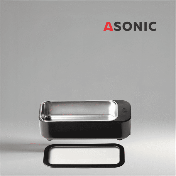 ASONIC HOME-450black pulitore a ultrasuoni, design nero moderno per una pulizia domestica precisa di piccoli oggetti di valore.