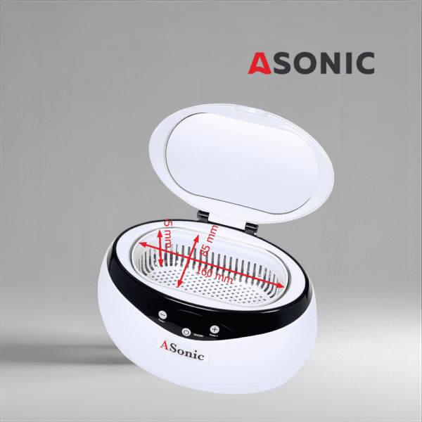 ASONIC HOME-650 pulitore a ultrasuoni, bagno compatto per gioielli, occhiali e pulizia domestica quotidiana.