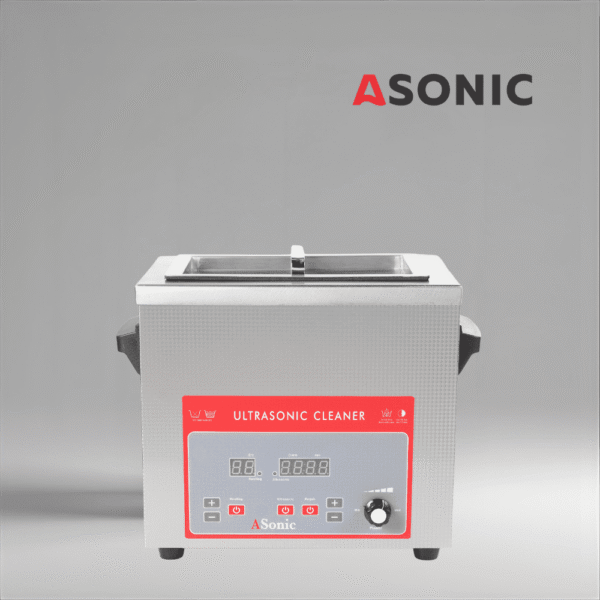 ASONIC pulitore a ultrasuoni da 4L con coperchio in acciaio inox, progettato per l'uso industriale professionale.