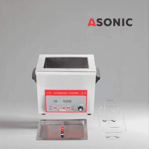 ASONIC IND-40 bagno a ultrasuoni compatto, ideale per la pulizia industriale su piccola scala e per l'uso in laboratorio.