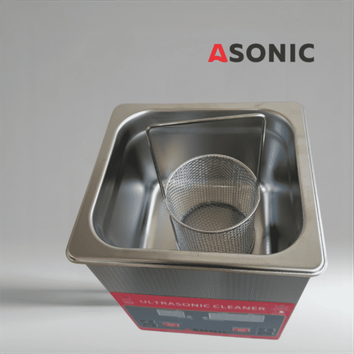 ASONIC cestino rotondo in acciaio inox con manico per la pulizia a ultrasuoni