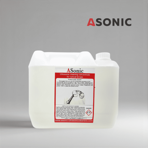 ASONIC AS-OPT-5 detergente ottico a ultrasuoni, soluzione da 5L per la pulizia di occhiali, lenti e strumenti ottici di precisione
