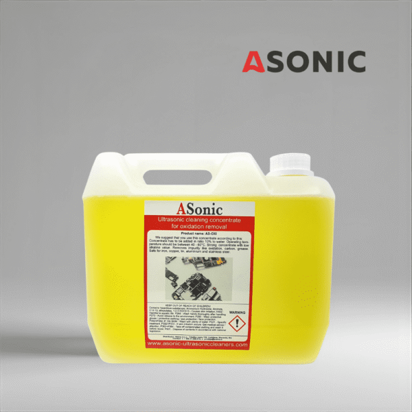 ASONIC AS-OXI-5 rimuovi ossidazione ad ultrasuoni, soluzione di pulizia da 5L per metalli, gioielli e utensili con strati di ossido.